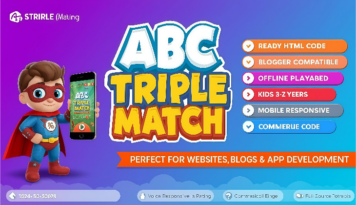 ABC Triple Match - Complete HTML5 Educational Game | Kids Learning Game | Blogger & WordPress Ready
