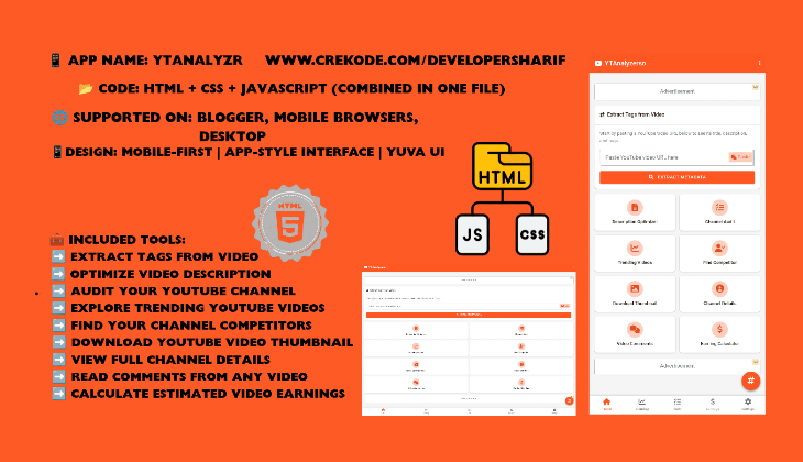 YTAnalyzr Pro – All-in-One YouTube Channel Tool (Offline HTML Version)