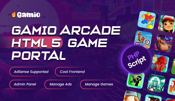 Gamio Arcade HTML 5 Game Portal PHP Script
